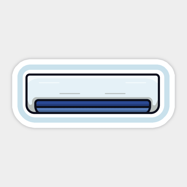 Air Conditioner Handing On Wall Sticker vector illustration. Technology object icon concept. Blue air condition electrical system device sticker design. Interior electric equipment icon logo. Sticker by AlviStudio